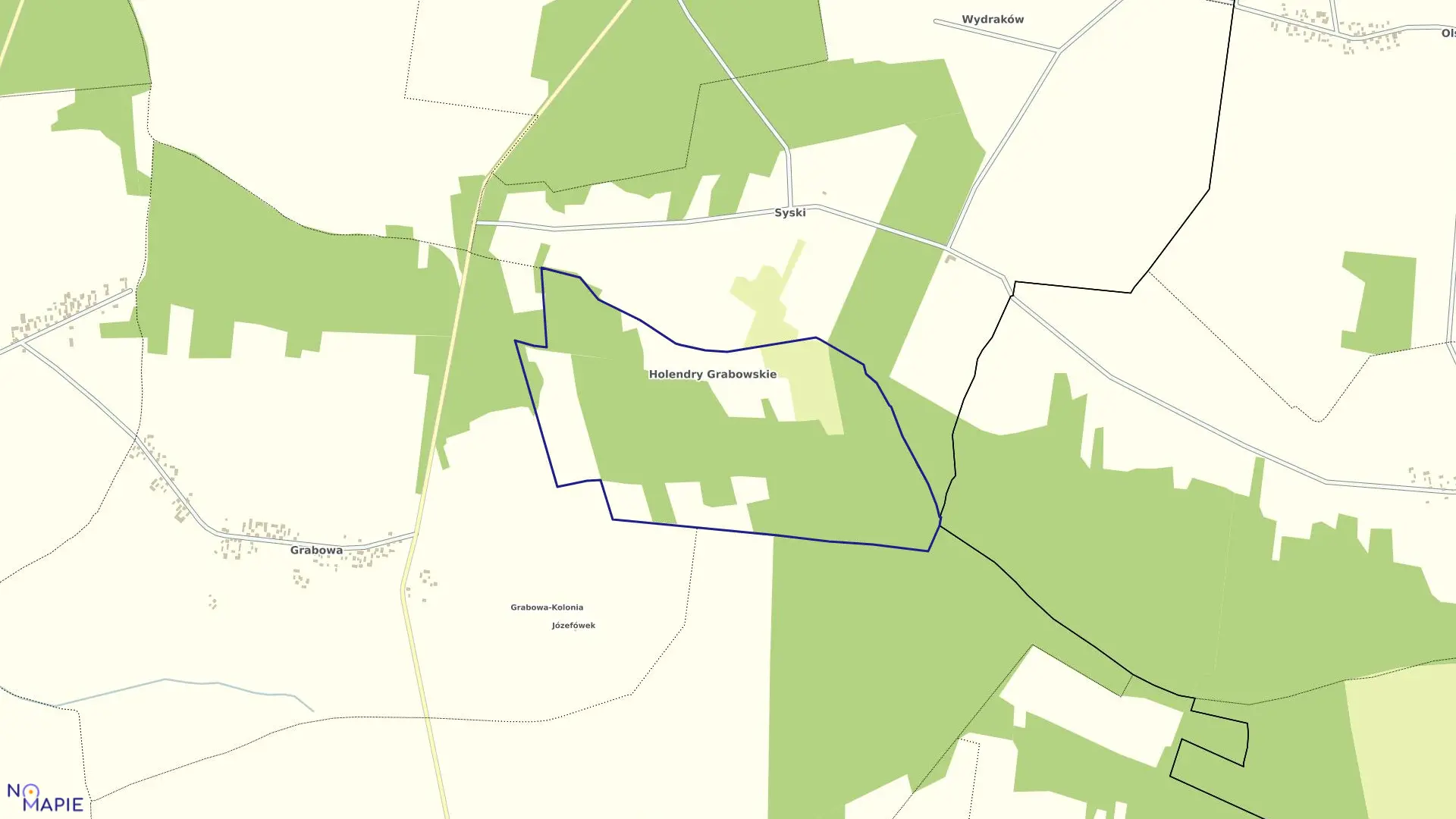 Mapa obrębu HOLENDRY w gminie Mniszków