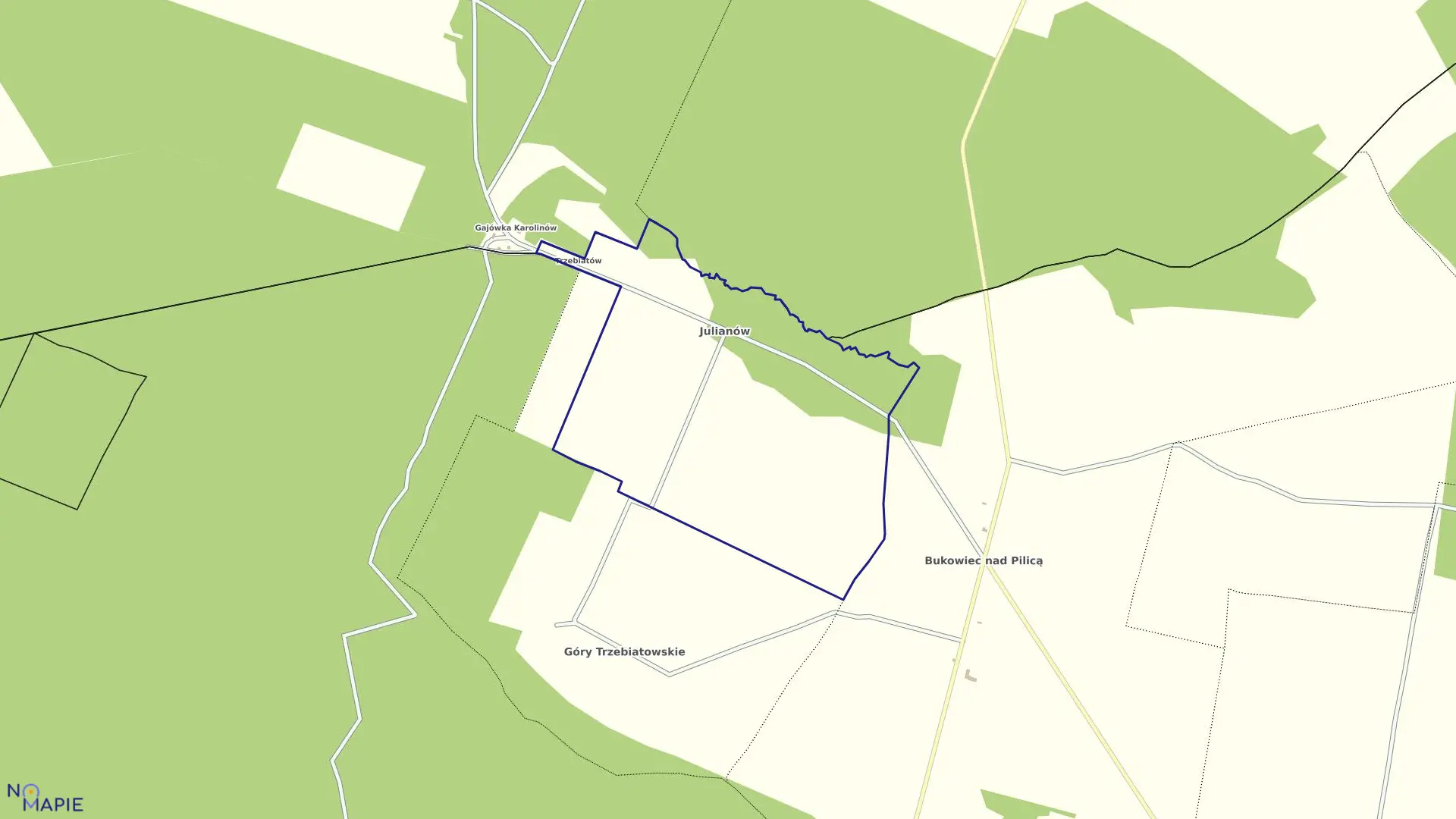 Mapa obrębu JULIANÓW w gminie Mniszków