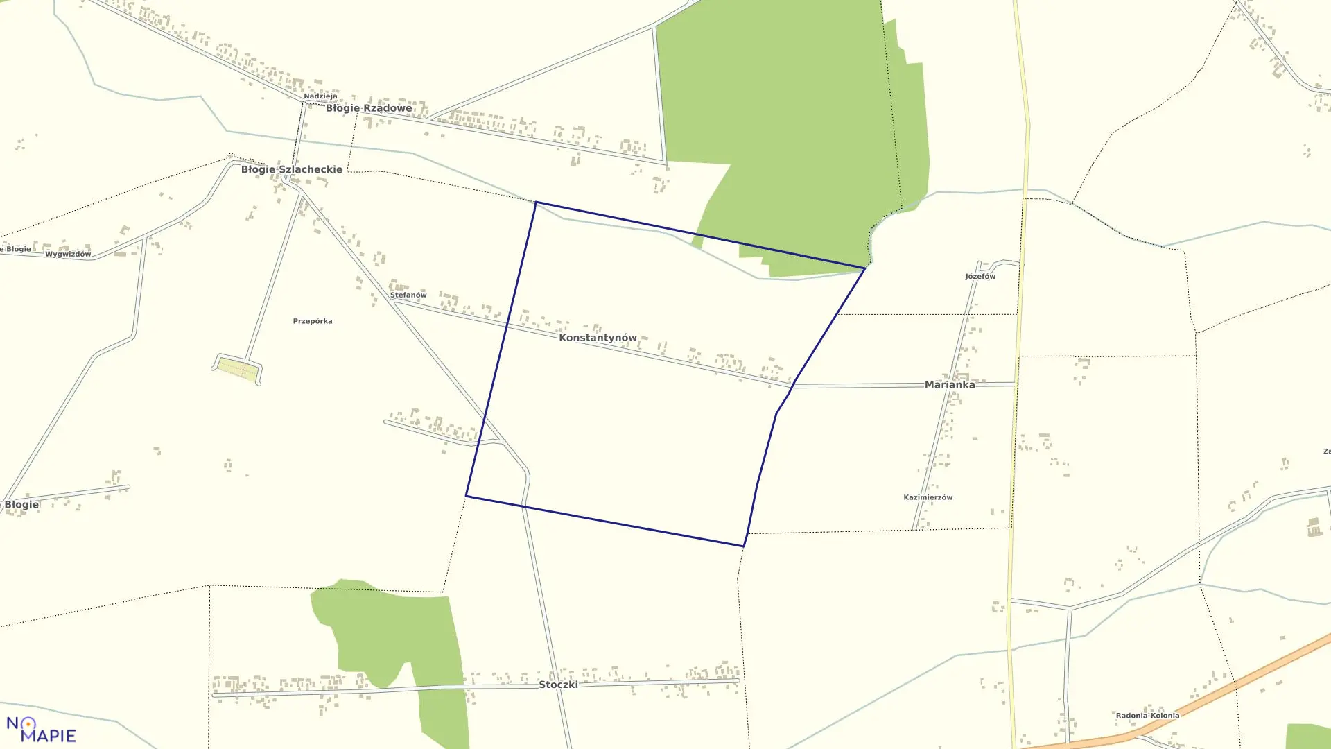 Mapa obrębu KONSTANTYNÓW w gminie Mniszków