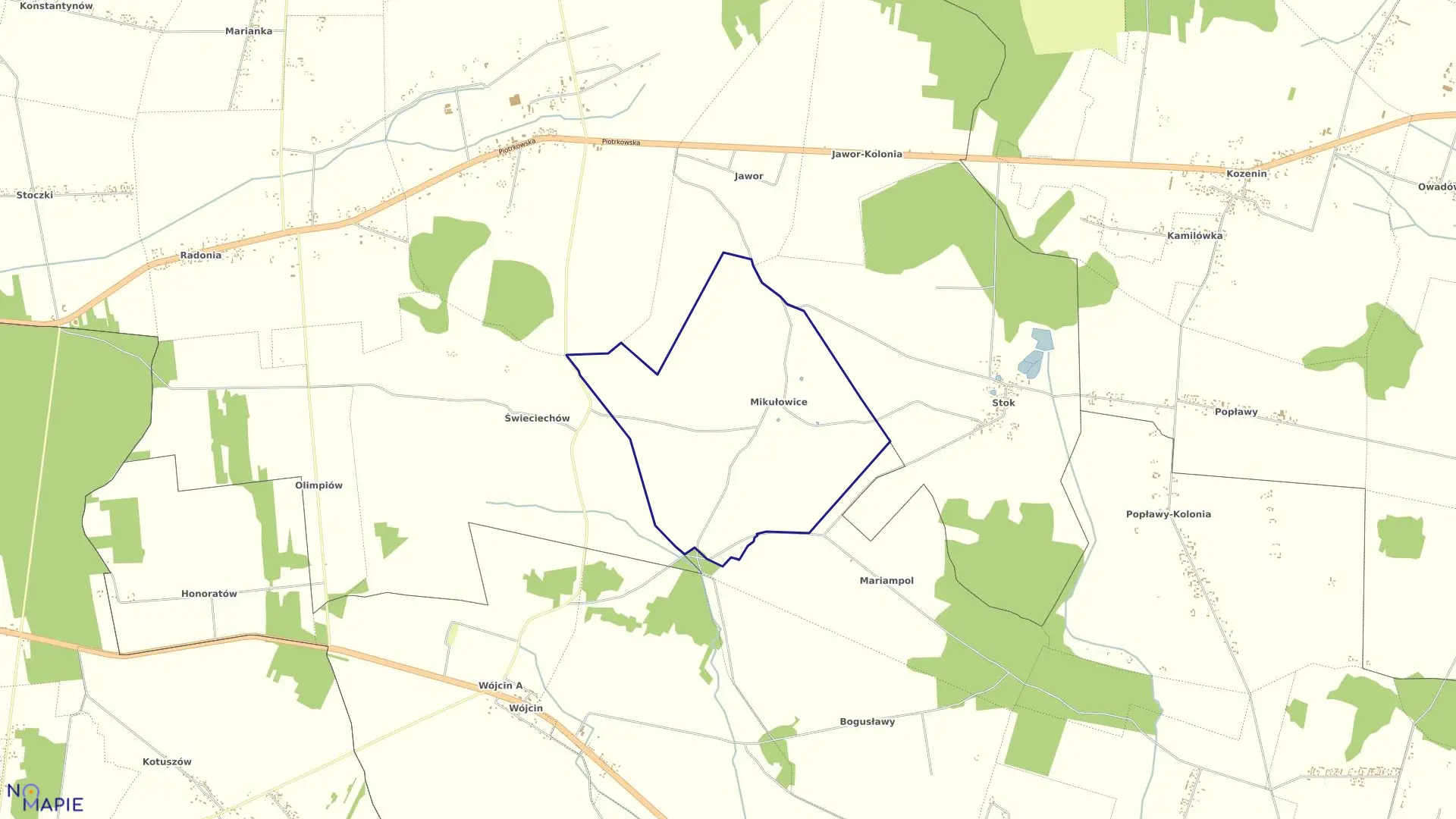 Mapa obrębu MIKUŁOWICE w gminie Mniszków